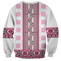 Ukraine Sweatshirt Traditional Braided Rope Belt Pink Folk Pattern