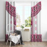 Ukraine Window Curtain Traditional Braided Rope Belt Pink Folk Pattern