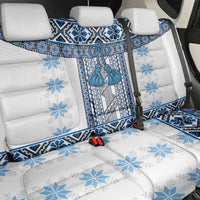 Ukraine Back Car Seat Cover Traditional Braided Rope Belt Blue Folk Pattern