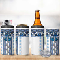 Ukraine 4 in 1 Can Cooler Tumbler Traditional Braided Rope Belt Blue Folk Pattern
