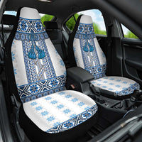 Ukraine Car Seat Cover Traditional Braided Rope Belt Blue Folk Pattern