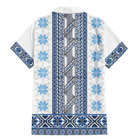 Ukraine Family Matching Mermaid Dress and Hawaiian Shirt Traditional Braided Rope Belt Blue Folk Pattern