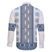 Ukraine Family Matching Puletasi and Hawaiian Shirt Traditional Braided Rope Belt Blue Folk Pattern