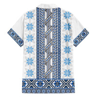 Ukraine Family Matching Summer Maxi Dress and Hawaiian Shirt Traditional Braided Rope Belt Blue Folk Pattern