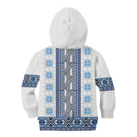 Ukraine Kid Hoodie Traditional Braided Rope Belt Blue Folk Pattern