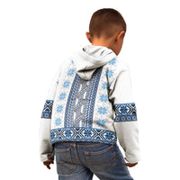 Ukraine Kid Hoodie Traditional Braided Rope Belt Blue Folk Pattern