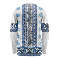 Ukraine Long Sleeve Shirt Traditional Braided Rope Belt Blue Folk Pattern