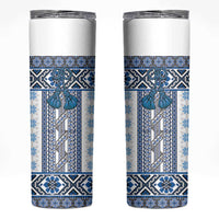 Ukraine Skinny Tumbler Traditional Braided Rope Belt Blue Folk Pattern