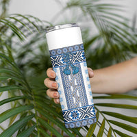 Ukraine Skinny Tumbler Traditional Braided Rope Belt Blue Folk Pattern