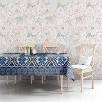 Ukraine Tablecloth Traditional Braided Rope Belt Blue Folk Pattern