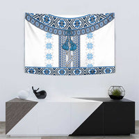 Ukraine Tapestry Traditional Braided Rope Belt Blue Folk Pattern
