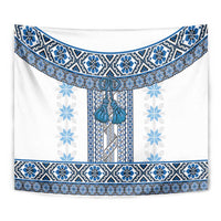 Ukraine Tapestry Traditional Braided Rope Belt Blue Folk Pattern
