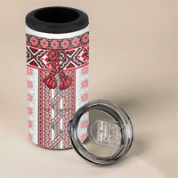 Ukraine 4 in 1 Can Cooler Tumbler Traditional Braided Rope Belt Red Folk Pattern