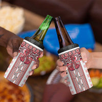 Ukraine 4 in 1 Can Cooler Tumbler Traditional Braided Rope Belt Red Folk Pattern