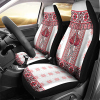 Ukraine Car Seat Cover Traditional Braided Rope Belt Red Folk Pattern