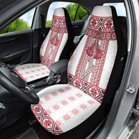 Ukraine Car Seat Cover Traditional Braided Rope Belt Red Folk Pattern