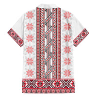 Ukraine Family Matching Off The Shoulder Long Sleeve Dress and Hawaiian Shirt Traditional Braided Rope Belt Red Folk Pattern