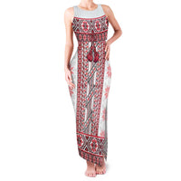 Ukraine Family Matching Tank Maxi Dress and Hawaiian Shirt Traditional Braided Rope Belt Red Folk Pattern