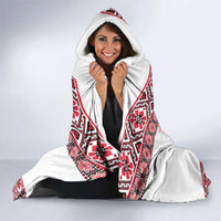 Ukraine Hooded Blanket Traditional Braided Rope Belt Red Folk Pattern