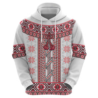 Ukraine Hoodie Traditional Braided Rope Belt Red Folk Pattern