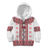 Ukraine Kid Hoodie Traditional Braided Rope Belt Red Folk Pattern