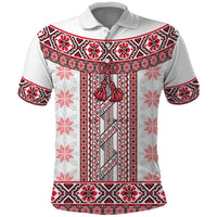 Ukraine Polo Shirt Traditional Braided Rope Belt Red Folk Pattern