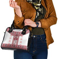 Ukraine Shoulder Handbag Traditional Braided Rope Belt Red Folk Pattern