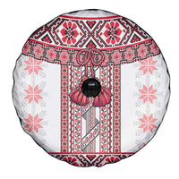 Ukraine Spare Tire Cover Traditional Braided Rope Belt Red Folk Pattern