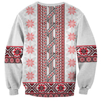 Ukraine Sweatshirt Traditional Braided Rope Belt Red Folk Pattern