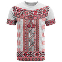 Ukraine T Shirt Traditional Braided Rope Belt Red Folk Pattern