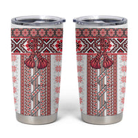 Ukraine Tumbler Cup Traditional Braided Rope Belt Red Folk Pattern
