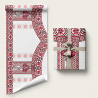 Ukraine Wrapping Paper Traditional Braided Rope Belt Red Folk Pattern - Wonder Print Shop