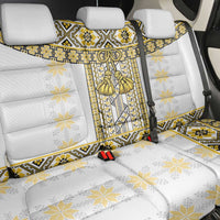 Ukraine Back Car Seat Cover Traditional Braided Rope Belt Yellow Folk Pattern