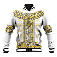 Ukraine Baseball Jacket Traditional Braided Rope Belt Yellow Folk Pattern