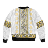 Ukraine Bomber Jacket Traditional Braided Rope Belt Yellow Folk Pattern