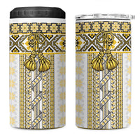 Ukraine 4 in 1 Can Cooler Tumbler Traditional Braided Rope Belt Yellow Folk Pattern