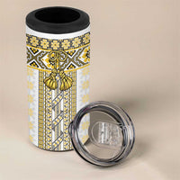 Ukraine 4 in 1 Can Cooler Tumbler Traditional Braided Rope Belt Yellow Folk Pattern