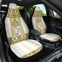 Ukraine Car Seat Cover Traditional Braided Rope Belt Yellow Folk Pattern