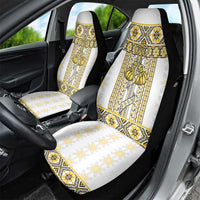 Ukraine Car Seat Cover Traditional Braided Rope Belt Yellow Folk Pattern