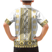 Ukraine Family Matching Mermaid Dress and Hawaiian Shirt Traditional Braided Rope Belt Yellow Folk Pattern