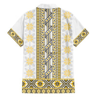 Ukraine Family Matching Short Sleeve Bodycon Dress and Hawaiian Shirt Traditional Braided Rope Belt Yellow Folk Pattern