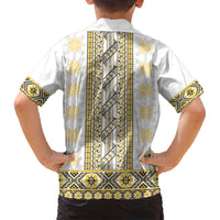 Ukraine Family Matching Tank Maxi Dress and Hawaiian Shirt Traditional Braided Rope Belt Yellow Folk Pattern