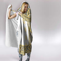 Ukraine Hooded Blanket Traditional Braided Rope Belt Yellow Folk Pattern