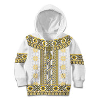 Ukraine Kid Hoodie Traditional Braided Rope Belt Yellow Folk Pattern