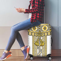 Ukraine Luggage Cover Traditional Braided Rope Belt Yellow Folk Pattern