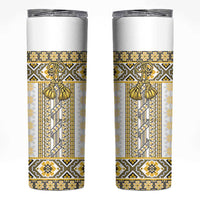 Ukraine Skinny Tumbler Traditional Braided Rope Belt Yellow Folk Pattern