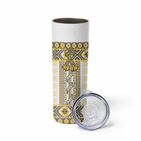 Ukraine Skinny Tumbler Traditional Braided Rope Belt Yellow Folk Pattern