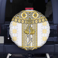 Ukraine Spare Tire Cover Traditional Braided Rope Belt Yellow Folk Pattern