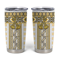 Ukraine Tumbler Cup Traditional Braided Rope Belt Yellow Folk Pattern