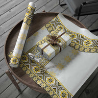 Ukraine Wrapping Paper Traditional Braided Rope Belt Yellow Folk Pattern - Wonder Print Shop